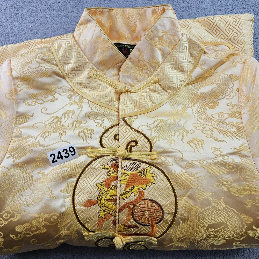 Yang Yu Traditional Chinese Tang Suit Jacket Boys‎ 15 Gold Embroidered Mandarin